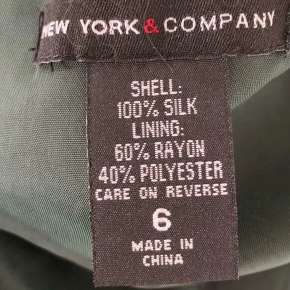NY&Co Silk Cocktail Mini Dress Green Party Size 6 - Picture 5 of 8
